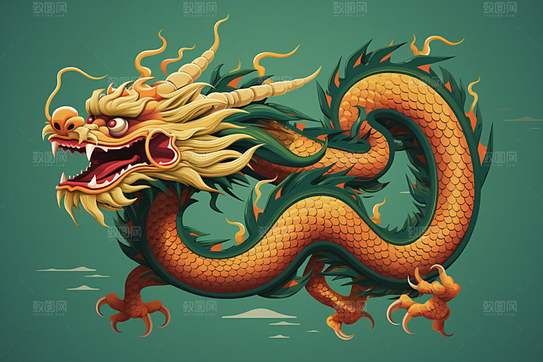 国潮龙年中国龙形象插画