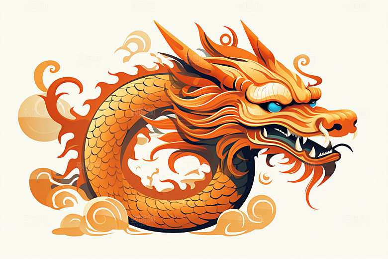国潮龙年喜庆中国龙插画
