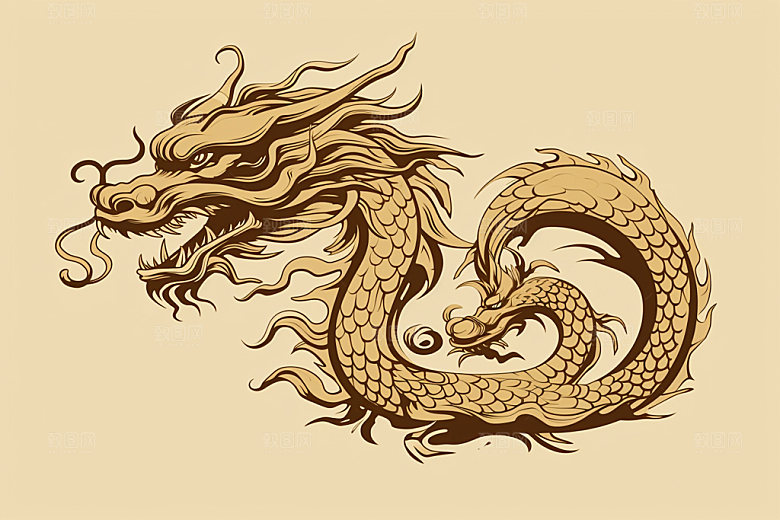 国潮龙年蟠龙十二生肖插画