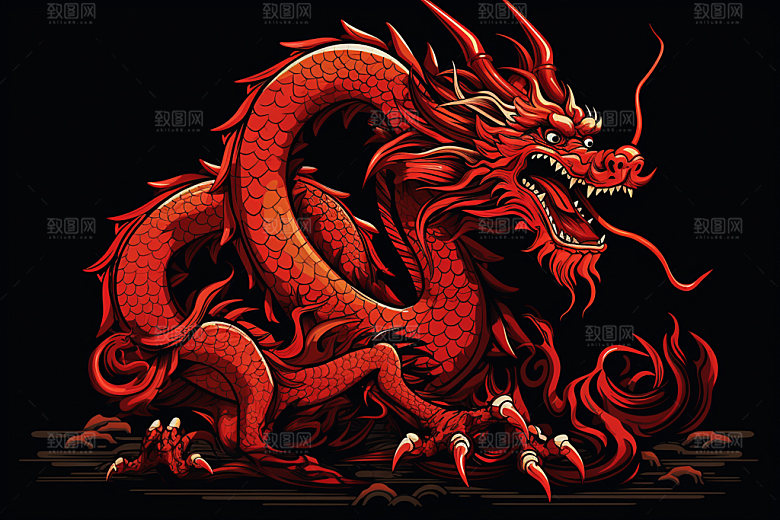 国潮龙年中国龙新年插画