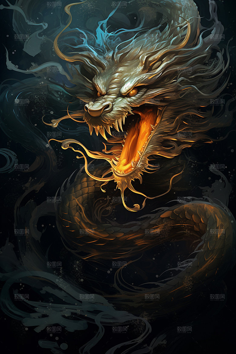国潮龙年形象十二生肖插画