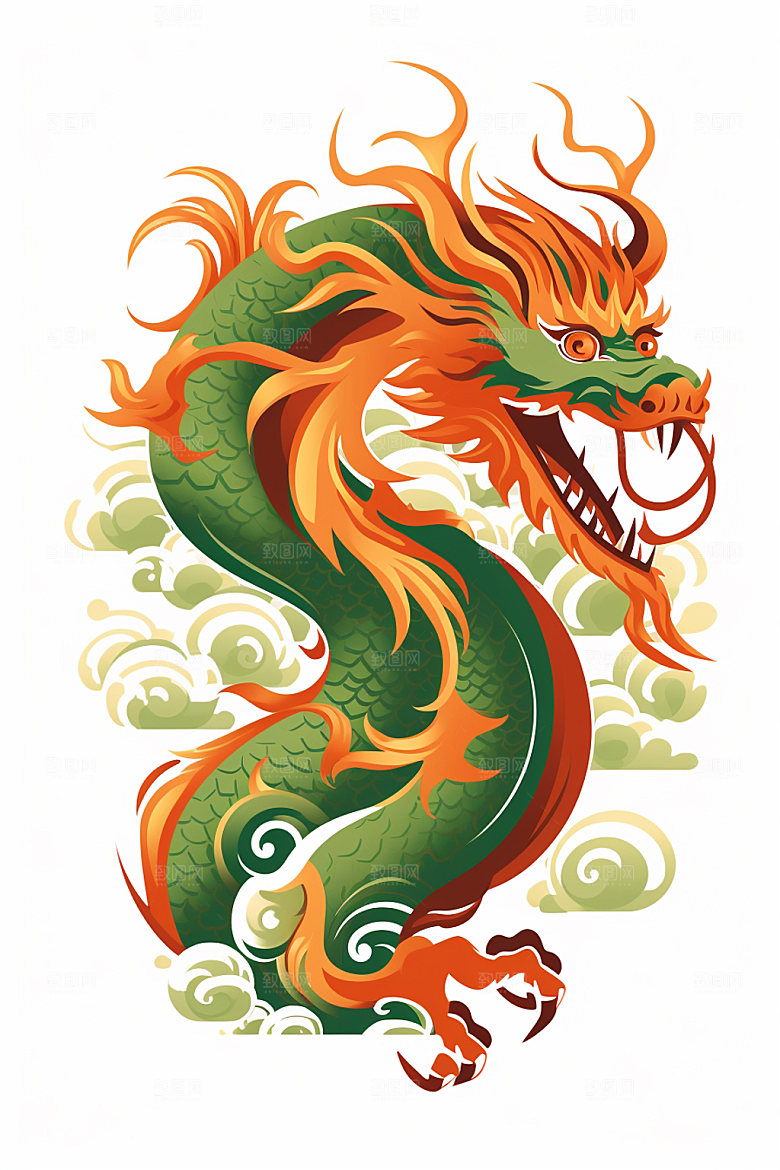 国潮龙年中国龙新年插画
