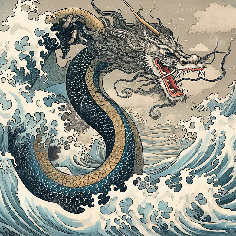 国潮龙传统龙年插画