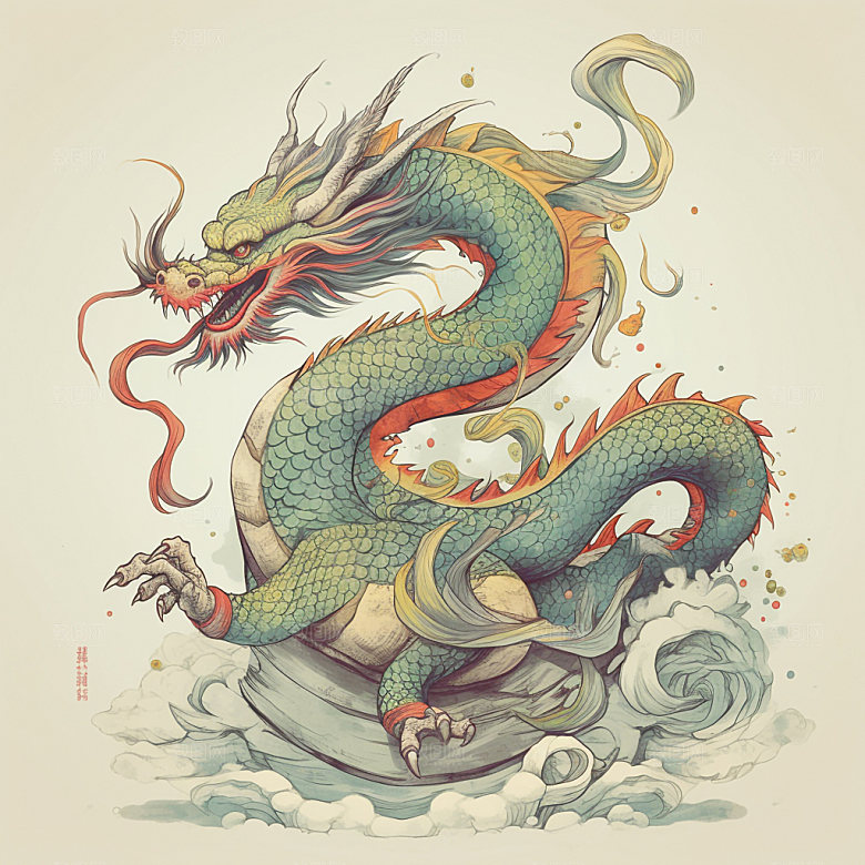国潮龙形象中国龙插画