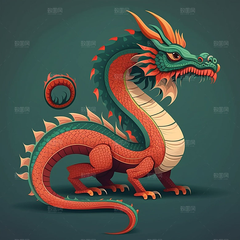 国潮龙中国龙蟠龙插画