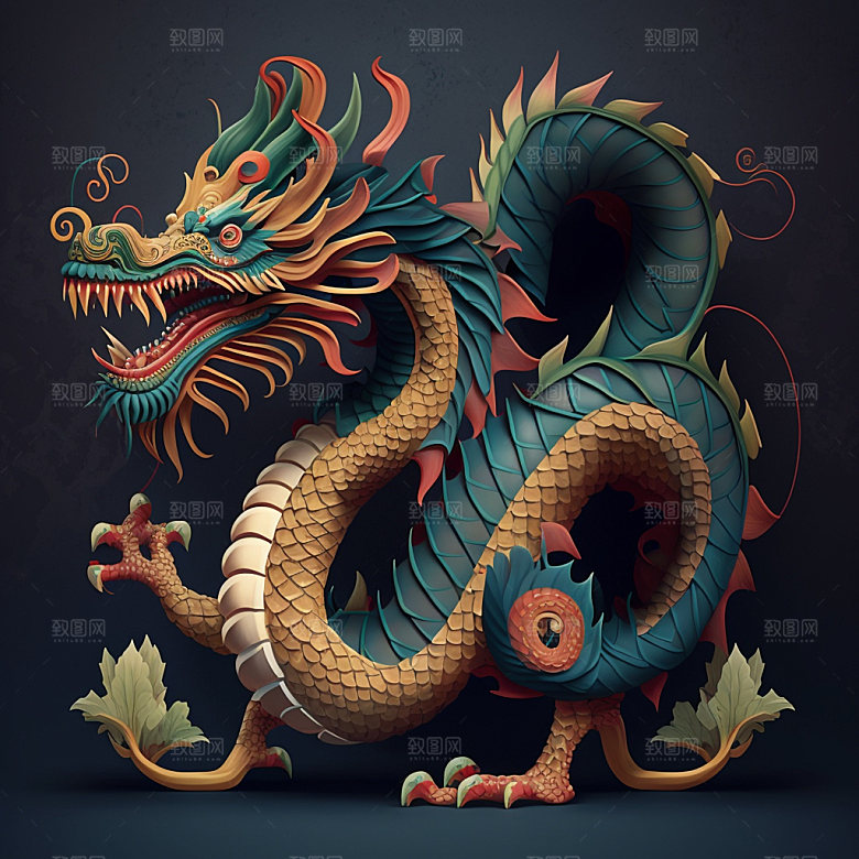 国潮龙中国龙形象插画