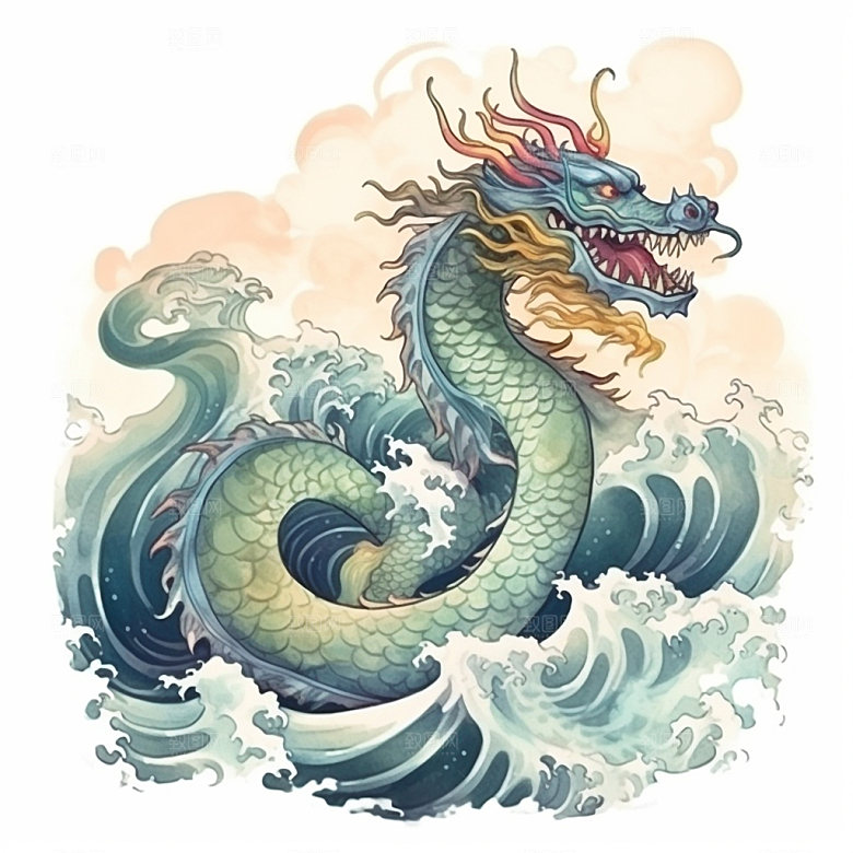 国潮龙传统中国龙插画