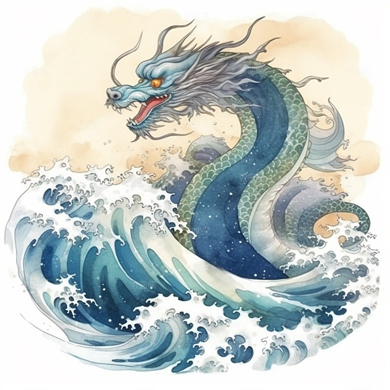 国潮龙传统蟠龙插画