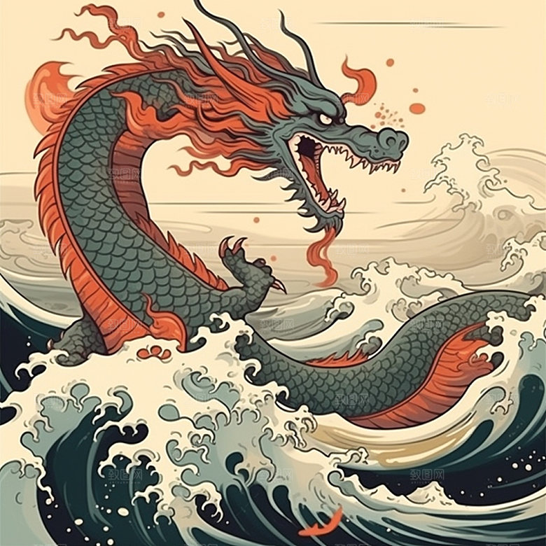 国潮龙传统龙年插画