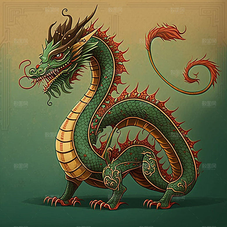 国潮龙龙年形象插画