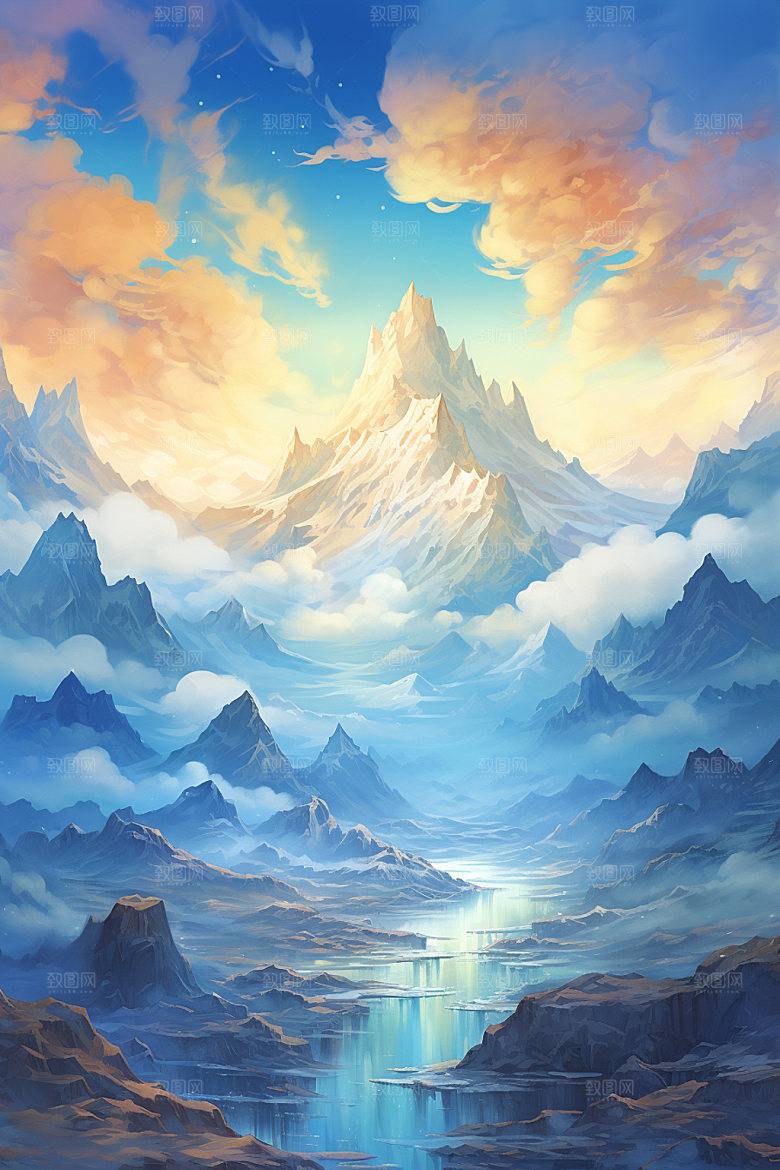山峰自然高山插画