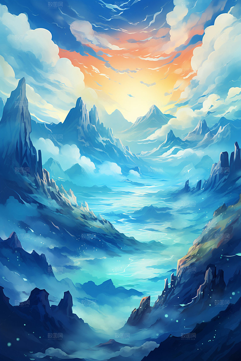 山峰山顶高山插画