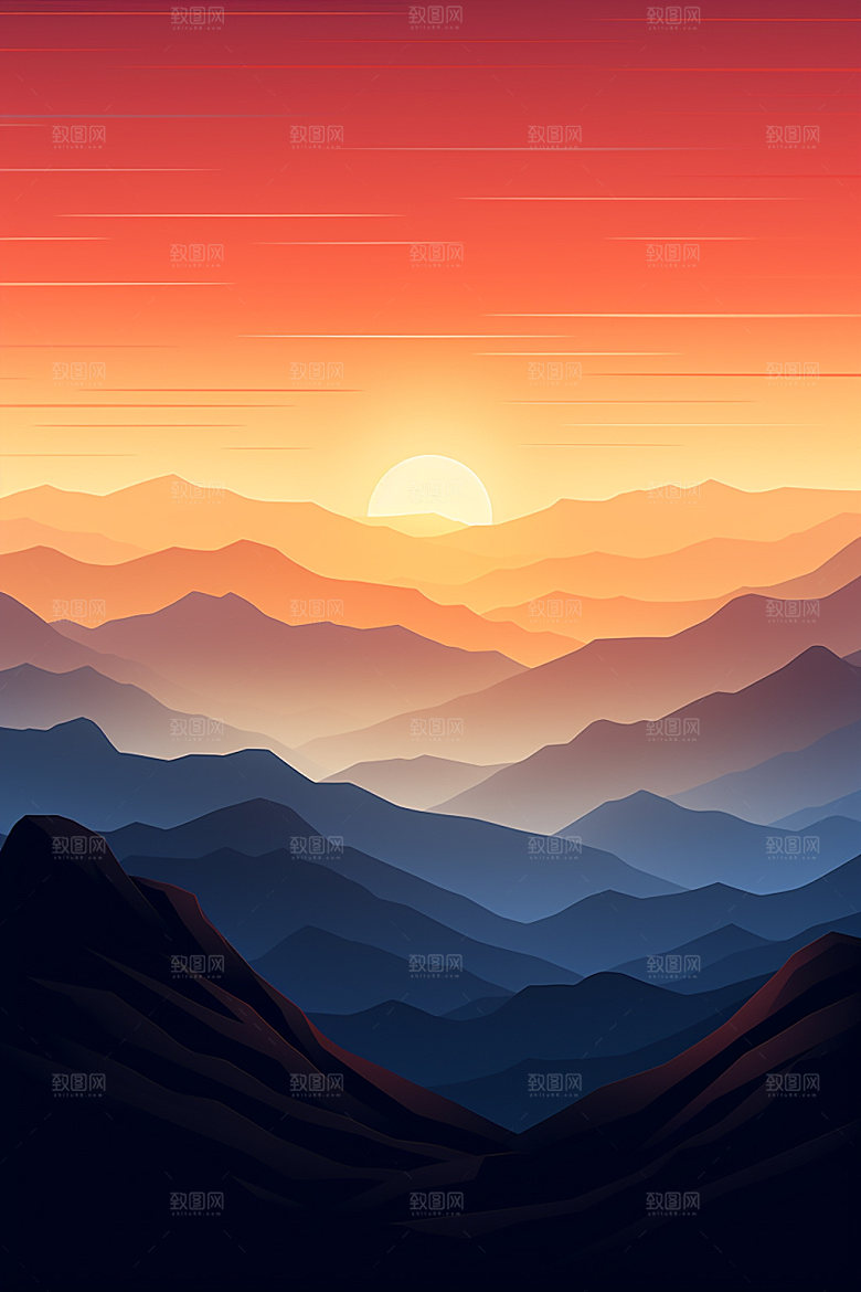 山峰山顶自然插画