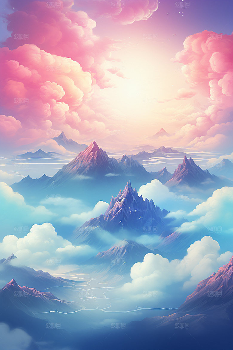 山峰风光山顶插画