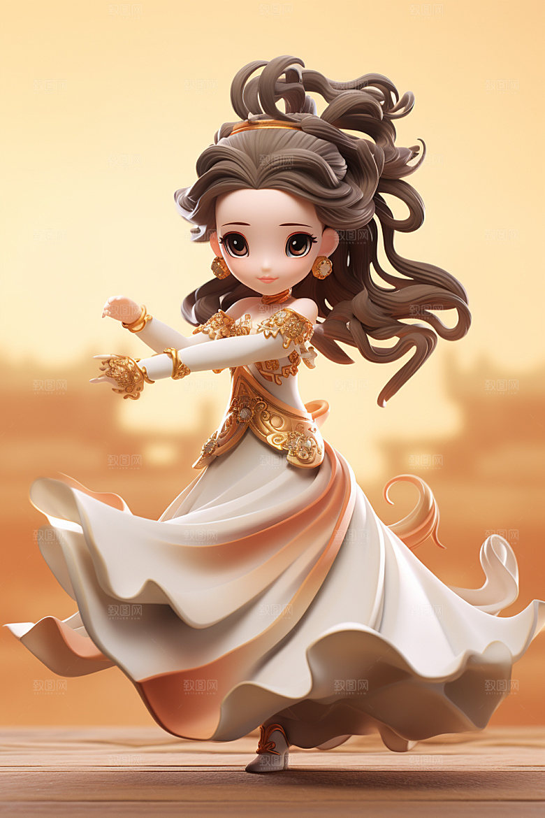 国潮仙女人物卡通模型