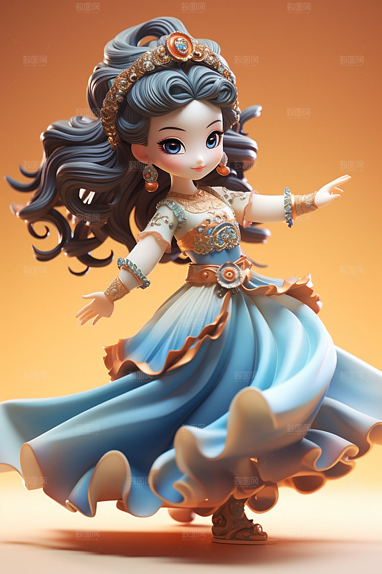 国潮仙女少女3D模型