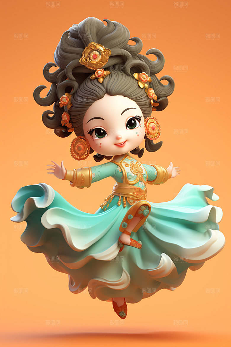 国潮仙女少女艺术模型