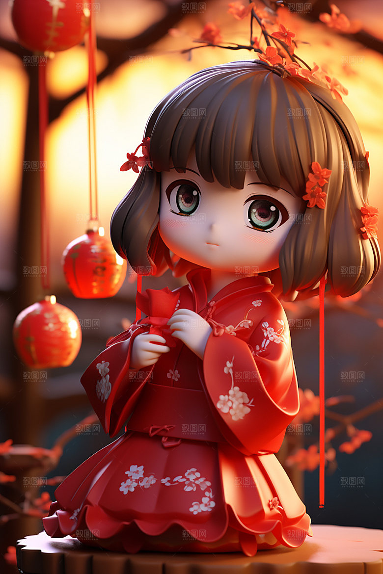 新年可爱中国风矢量素材