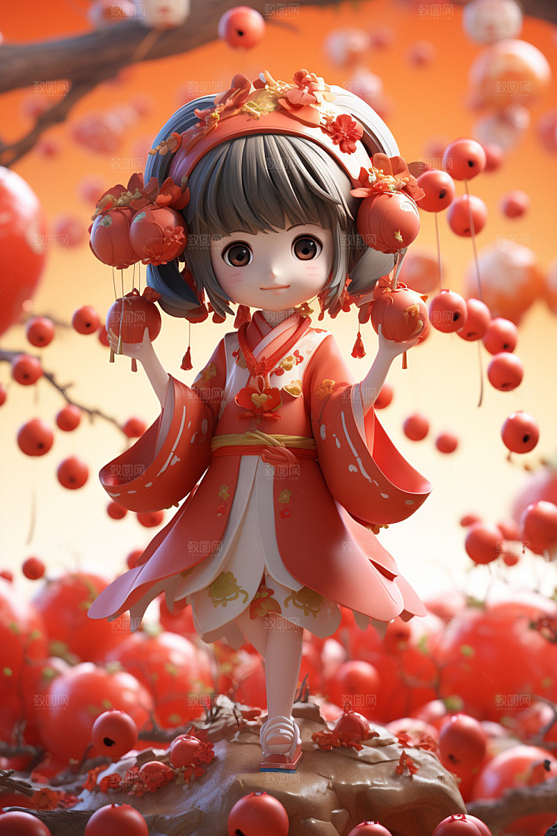 新年卡通插画过春节矢量素材