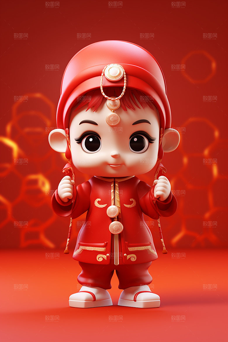 新年卡通插画中国风矢量素材