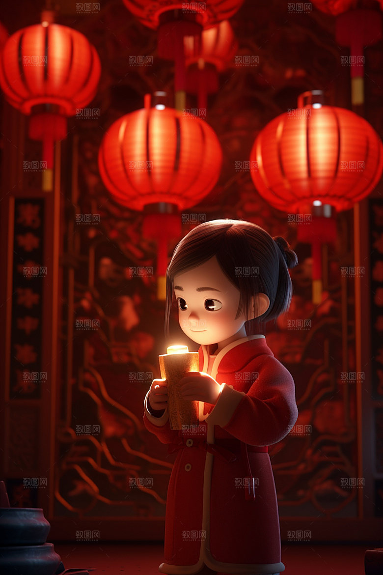 新年卡通插画人物模型矢量素材