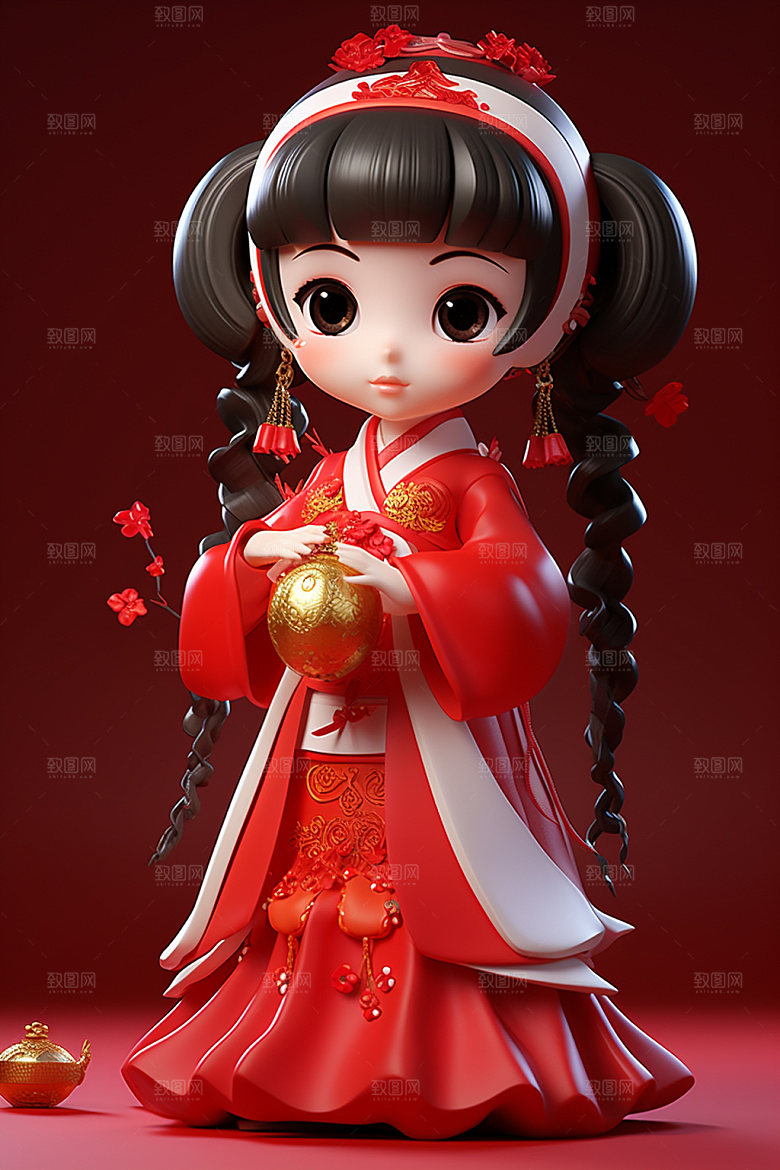 新年3d卡通插画矢量素材