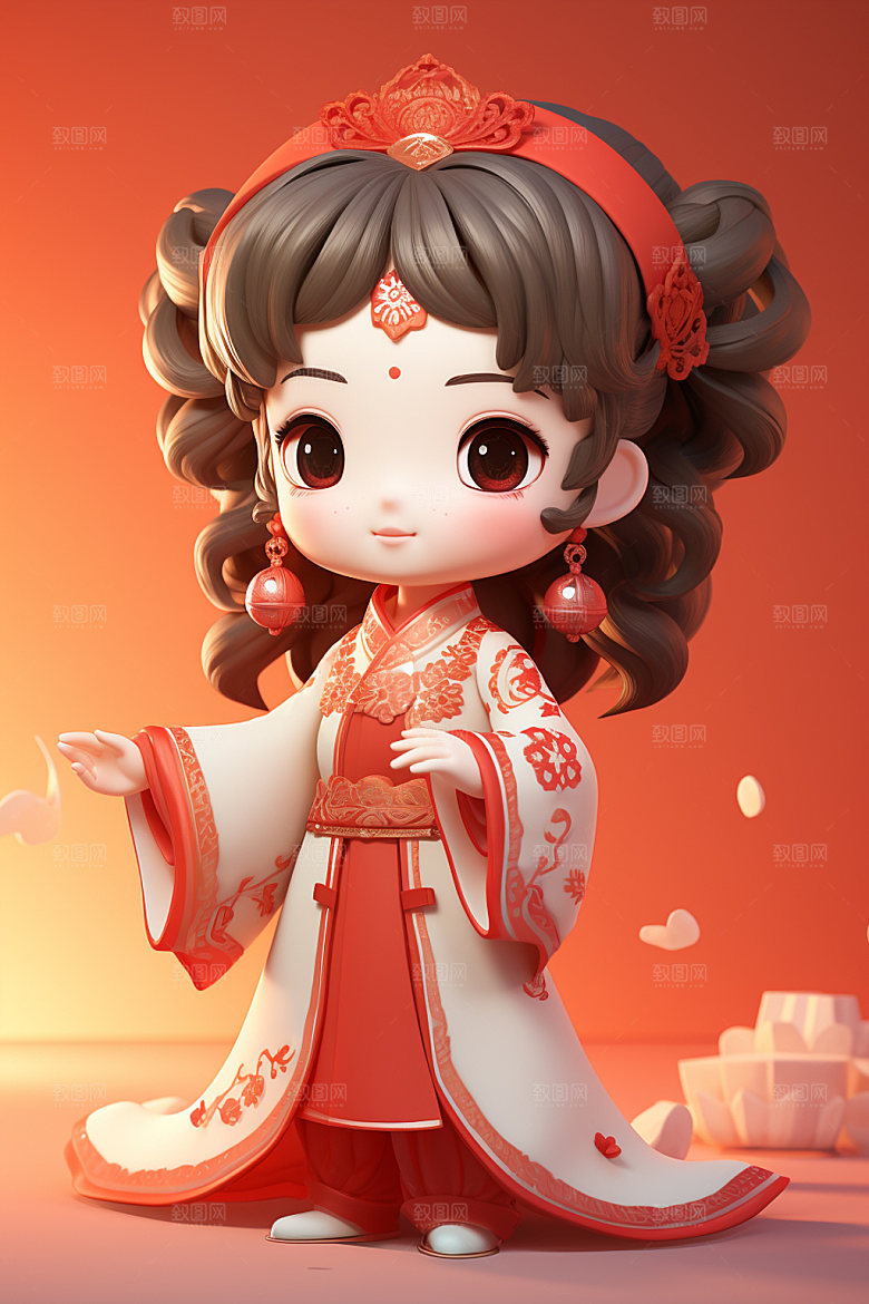 新年3d人物模型矢量素材