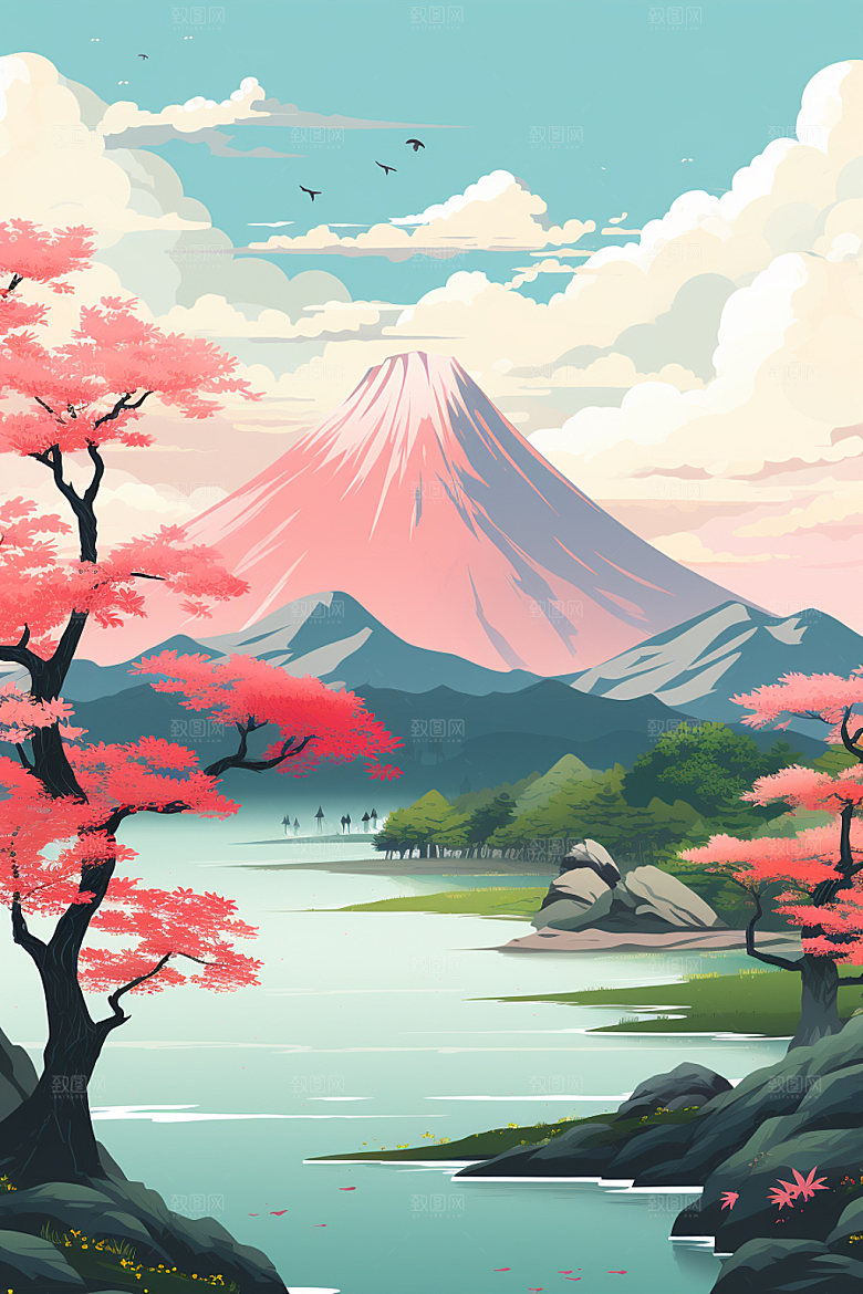 国风场景手绘艺术插画