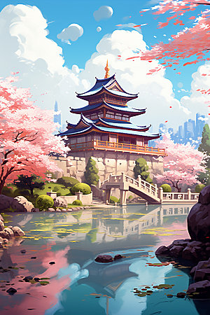 国风场景唯美高清插画