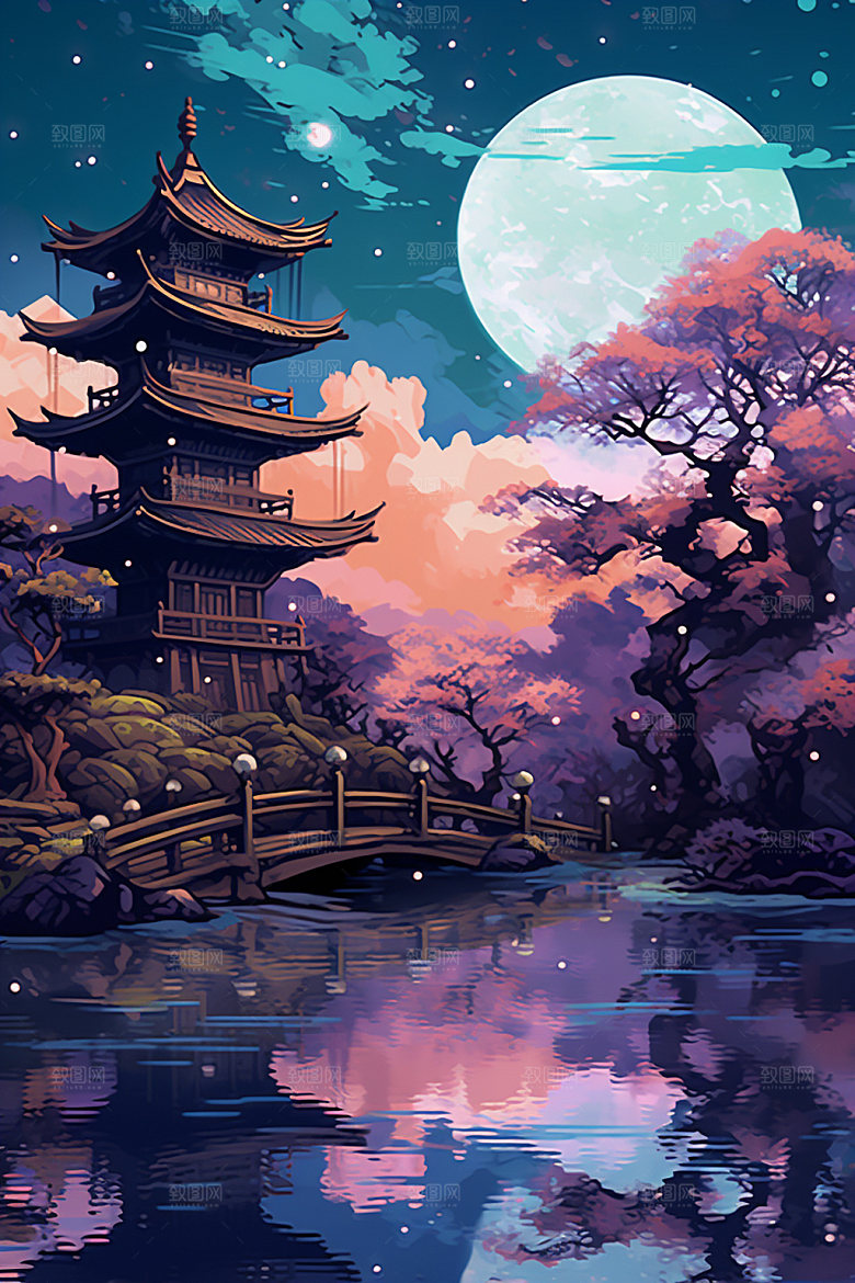国风场景唯美高清插画