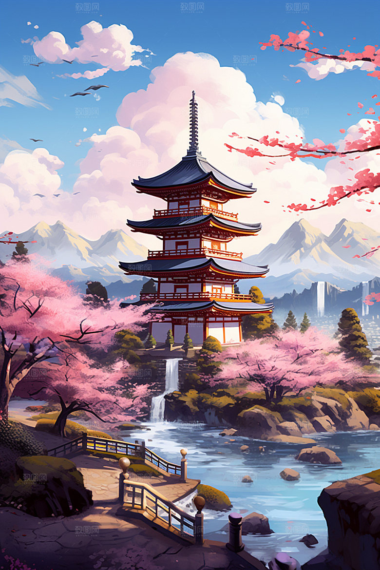 国风场景中国传统高清插画