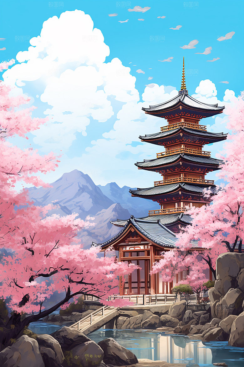 国风场景艺术手绘插画