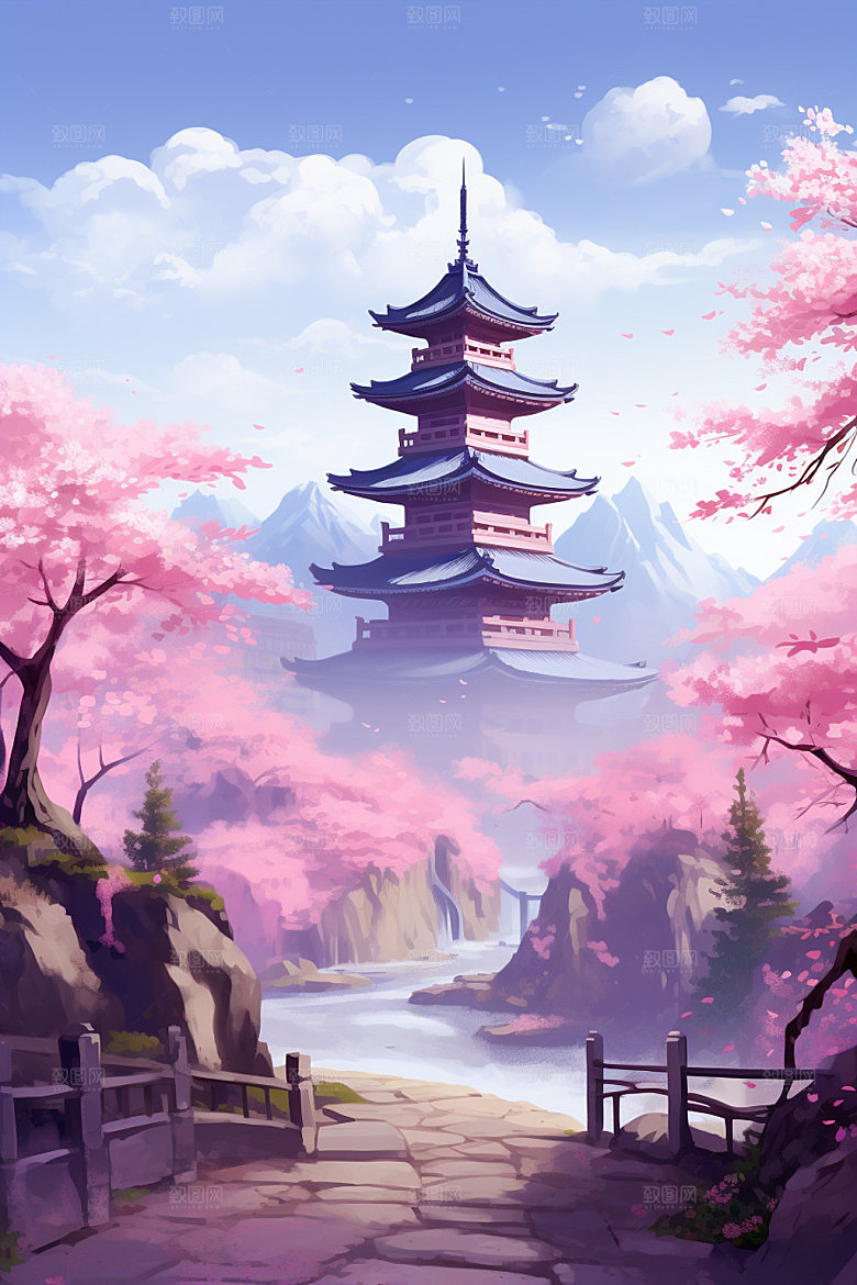 国风场景唯美中国传统插画