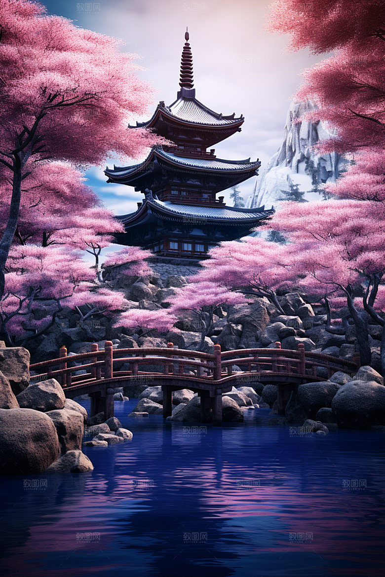国风场景唯美浪漫插画