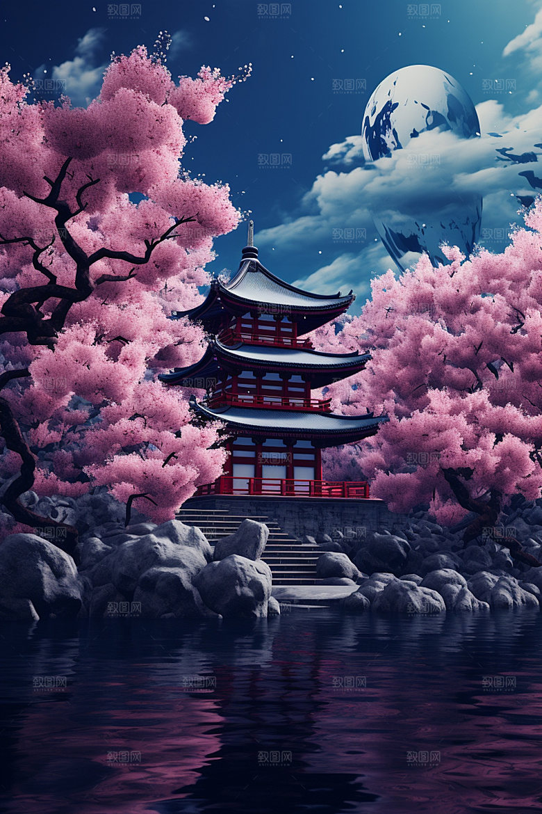 国风场景高清自然插画