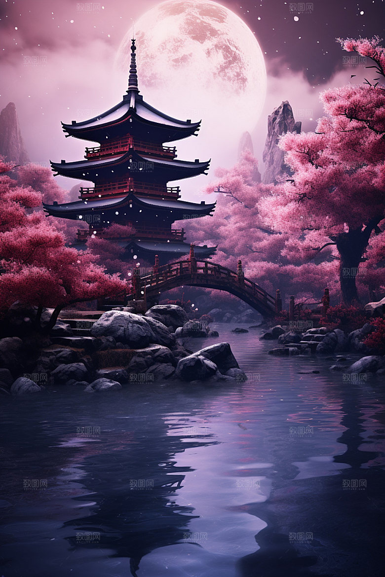 国风场景浪漫中国传统插画