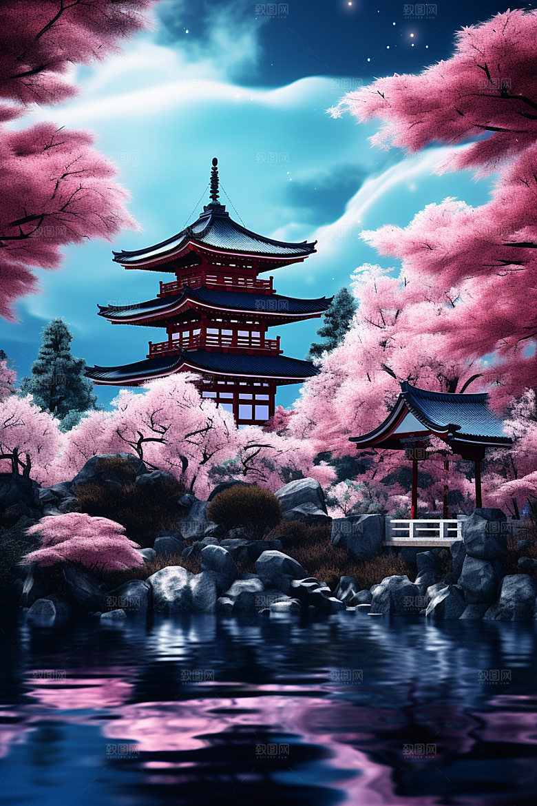 国风场景中国传统唯美插画