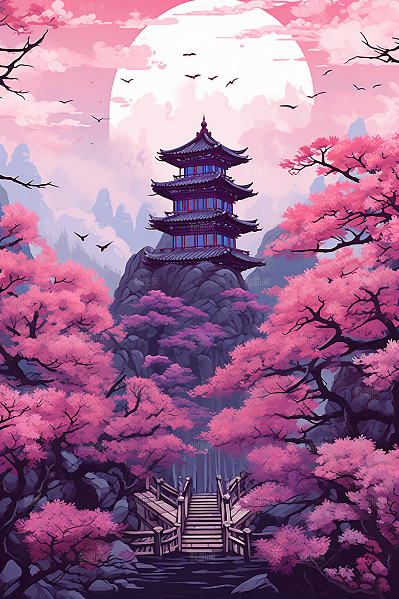 国风场景唯美中国传统插画