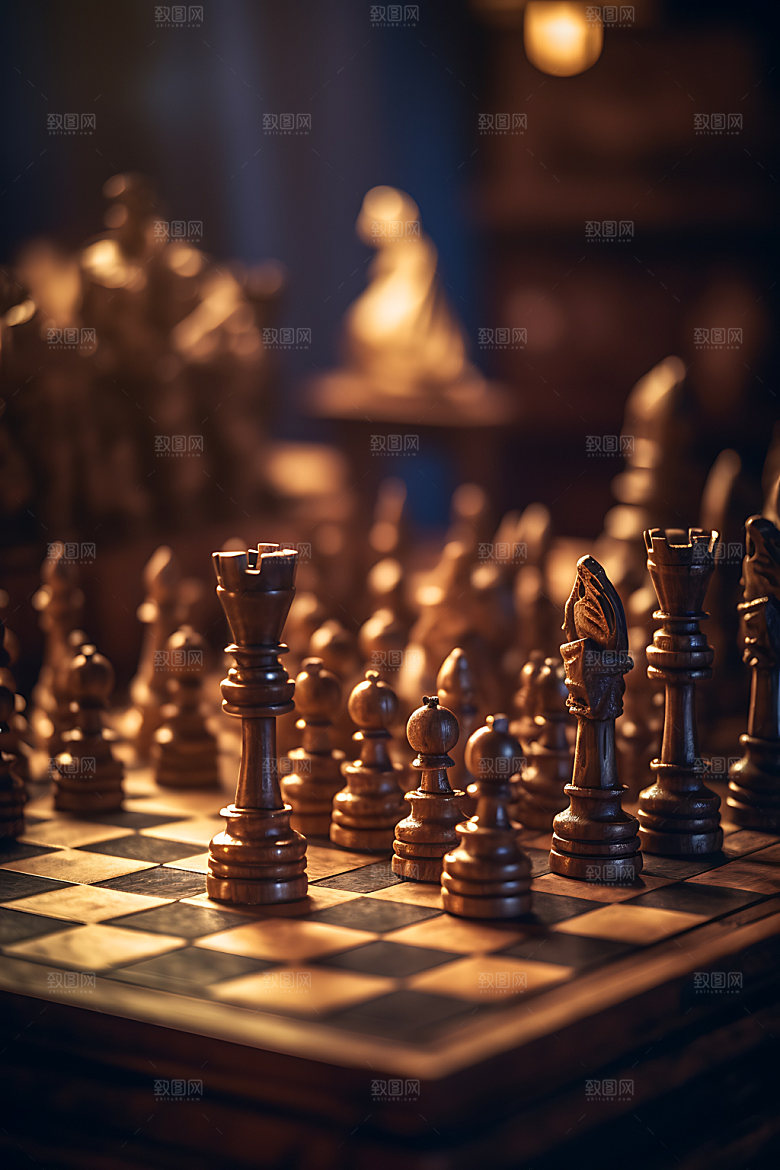 国际象棋团队配合下棋摄影图