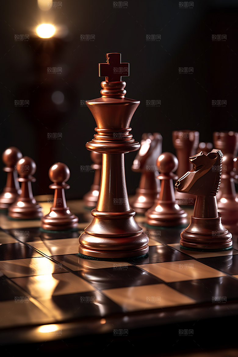 国际象棋商务团队配合摄影图