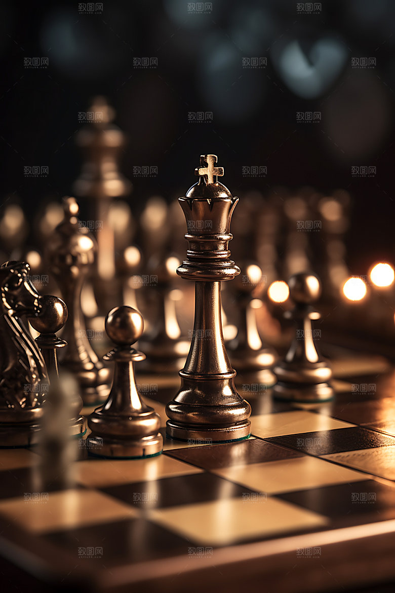 国际象棋团队配合下棋摄影图