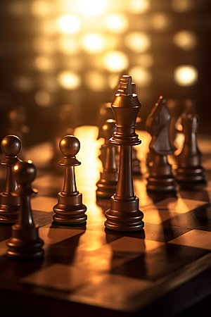 国际象棋质感下棋摄影图
