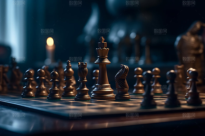 国际象棋团队配合对弈摄影图