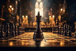 国际象棋对弈下棋摄影图