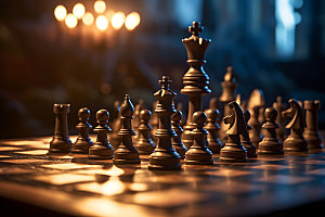 国际象棋商业博弈对弈摄影图