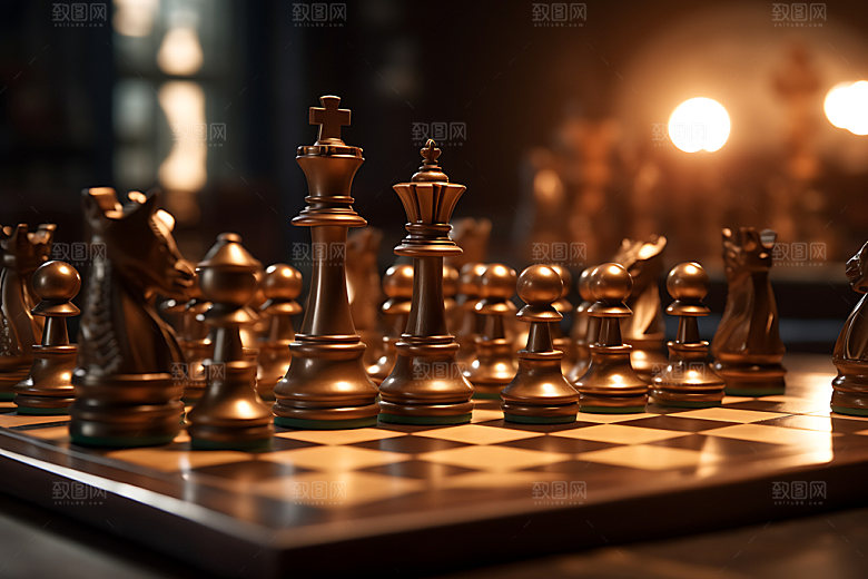 国际象棋商务团队配合摄影图