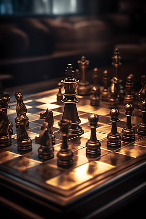 国际象棋质感商业博弈摄影图