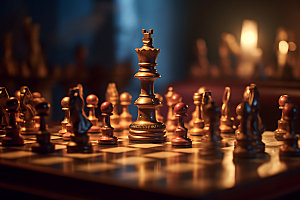 国际象棋下棋对弈摄影图