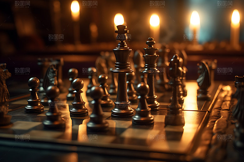 国际象棋质感商业博弈摄影图