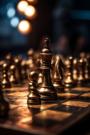 国际象棋商业博弈团队配合摄影图